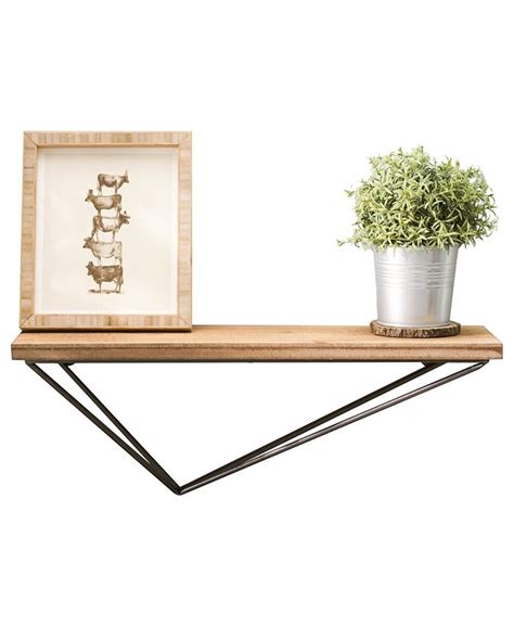 pine shelf with metal brackets danya b|Wall Mount Floating Shelf With Diamond Shaped Iron .